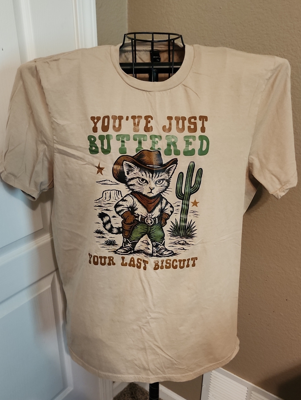Beige Graphic Tee - You've Just Buttered Your Last Biscuit